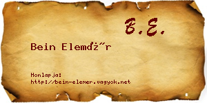 Bein Elemér névjegykártya