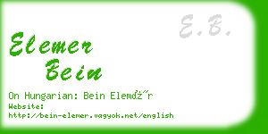 elemer bein business card